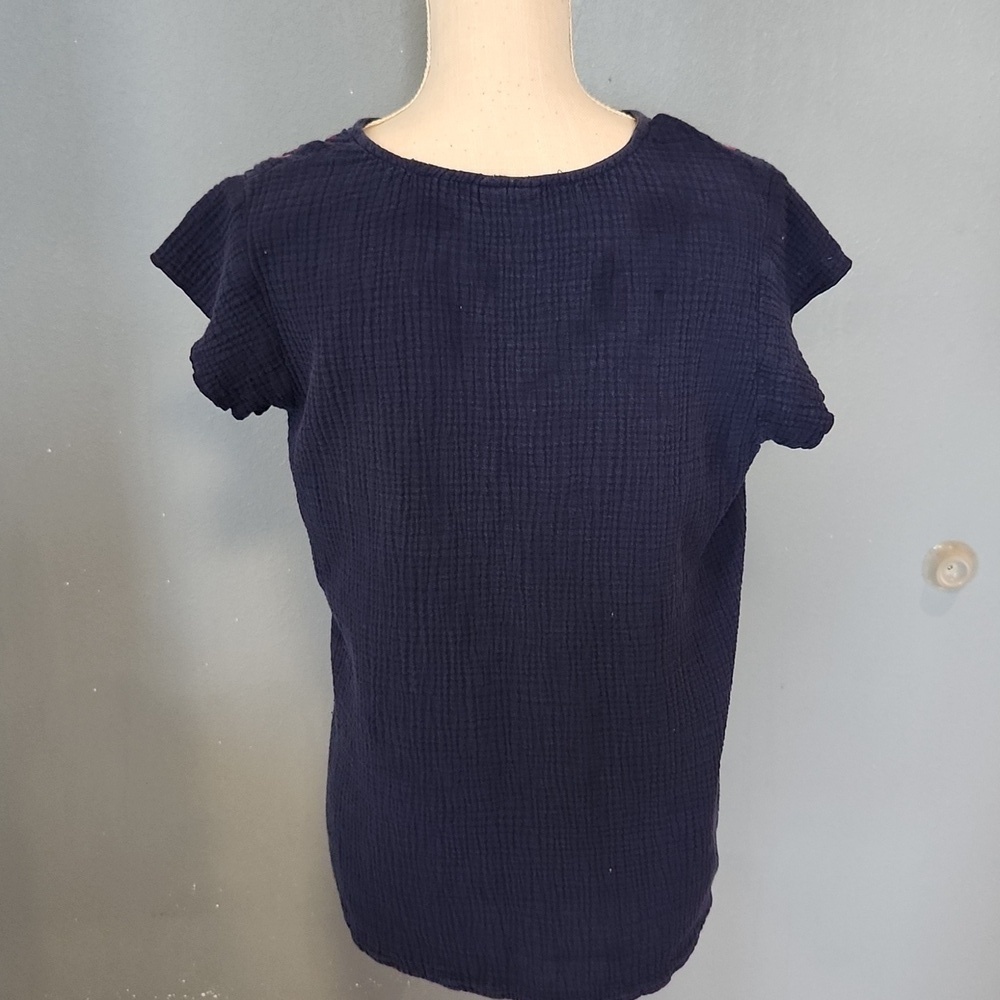 JCPenny VTG Y2K Boho Floral Embrodiery Cap Sleeve Textured Material Flowy Blouse - Picture 4 of 10